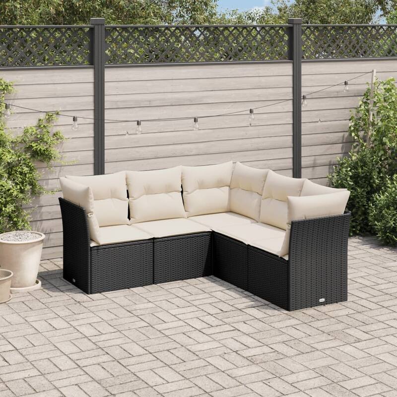 vidaXL Garden Sofa Set Black, Cream White - 24.4 x 24.4 x 27.2