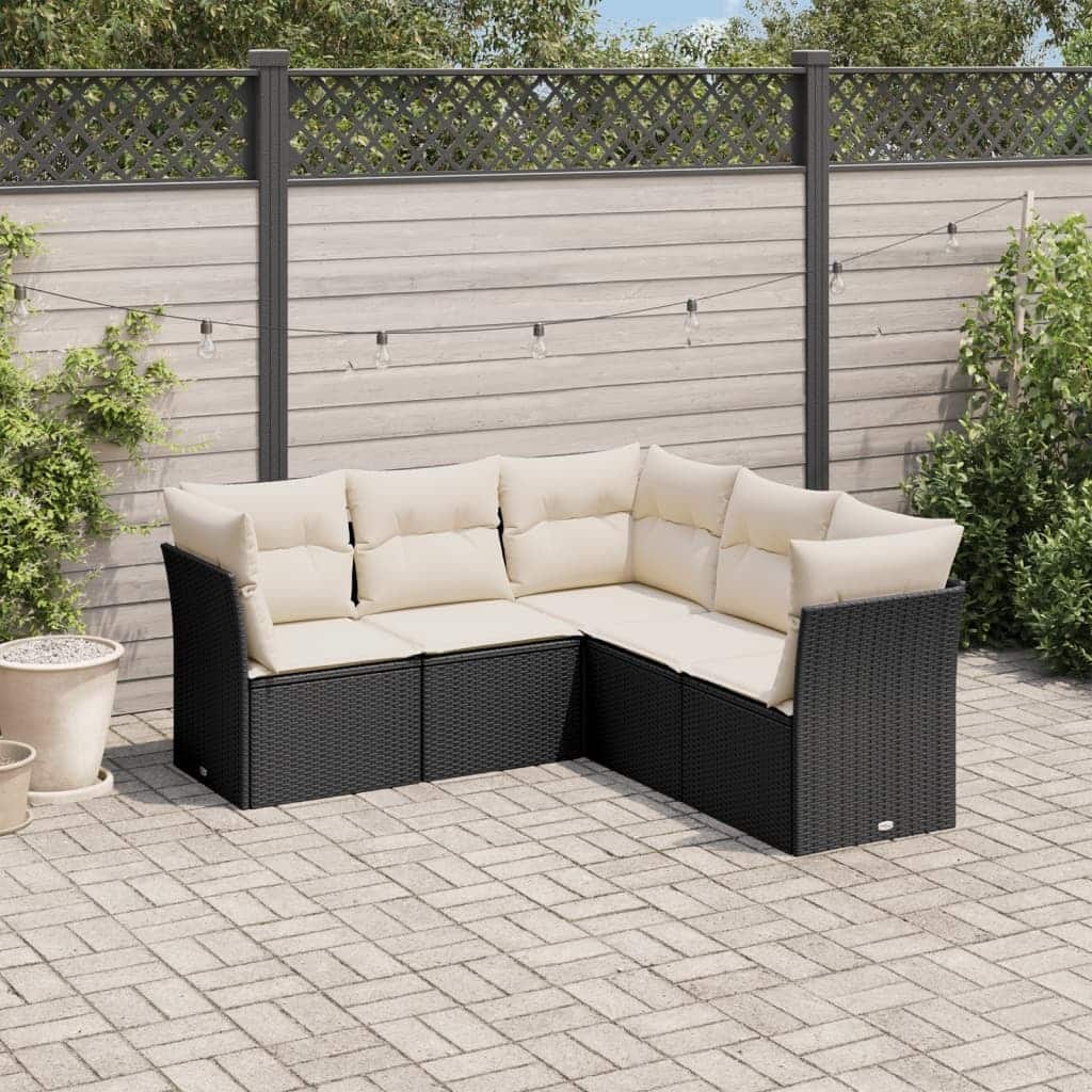 vidaXL Garden Sofa Set Black, Cream White - 24.4 x 24.4 x 27.2