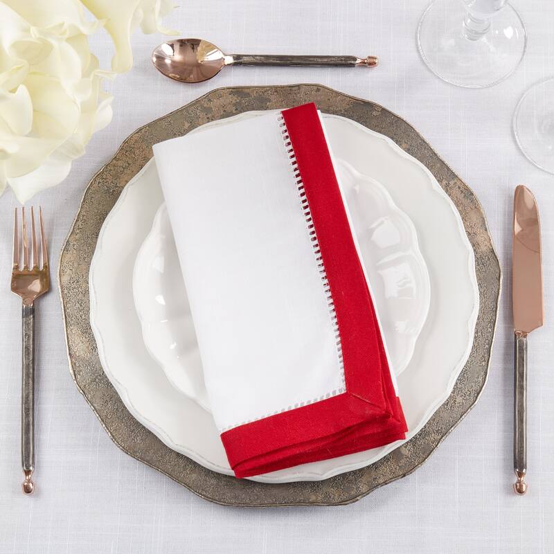 Classic Charm Two-Tone Hemstitch Napkin (Set of 12)