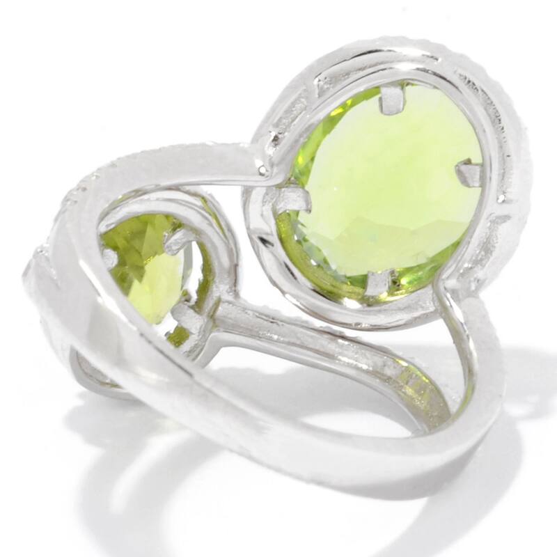 925 Sterling Silver Peridot and White Topaz Ring