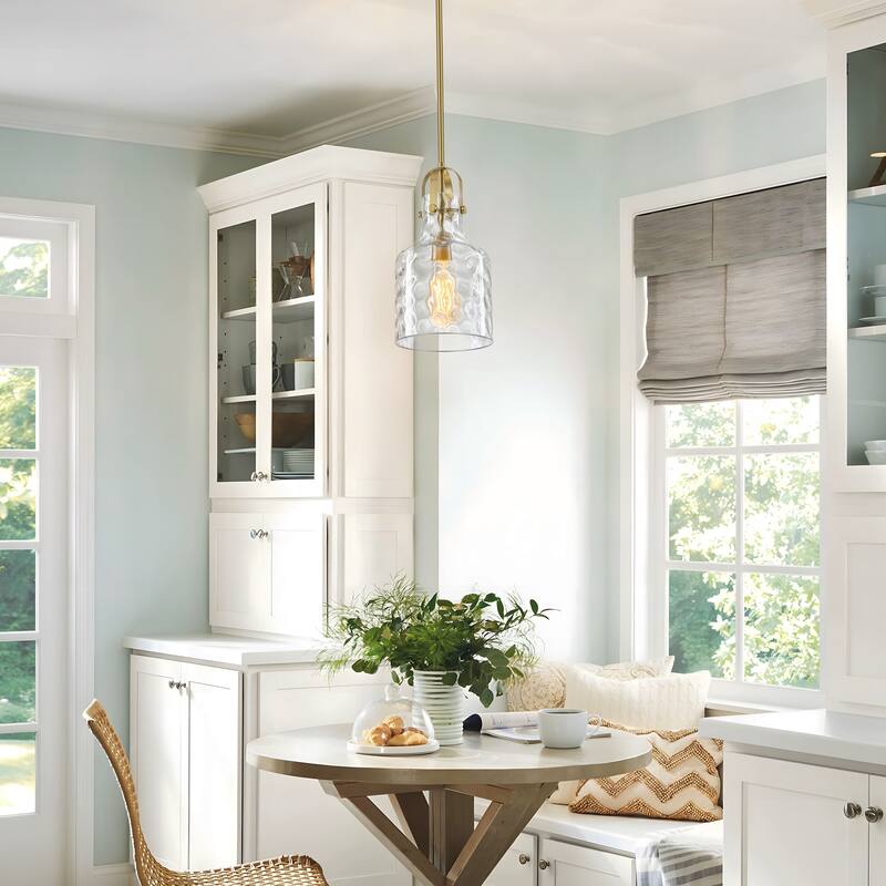 Starsky Modern 1-Light Clear Hammered Glass Pendant