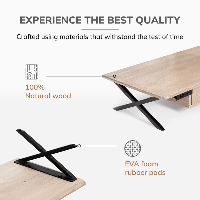 Jani Wood Monitor Stand Riser Desk - Ergonomic Design Stand, Desktop Organizer Table for Home, Office Workspace, Gaming Desk