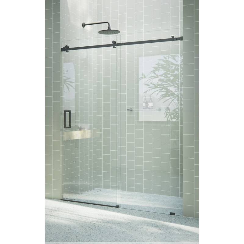 Glass Warehouse 64 in. x 78 in. Sliding Frameless Shower Door with Square Hardware