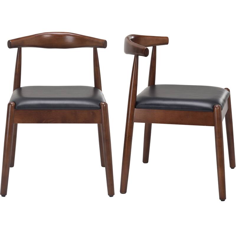 Set of 2 Mid-Century Modern Dining Chairs - Walnut+black