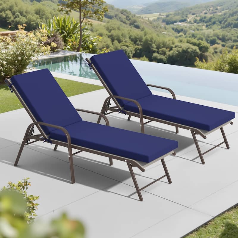 Pellebant Outdoor Adjustable Patio Chaise Lounge Chairs with Cushions