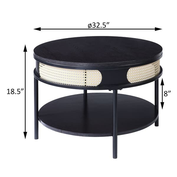 Black Round Coffee Table with Bottom Shelf - Bed Bath & Beyond - 43470596