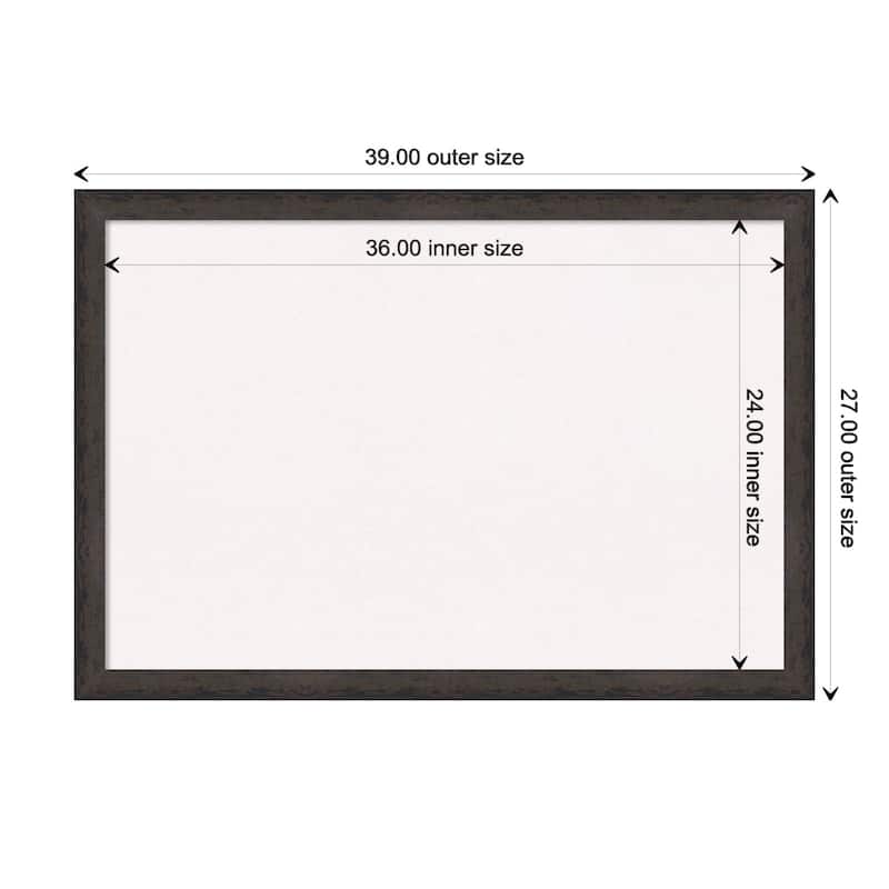 Dappled Narrow Wood Framed White Corkboard Bulletin Board - Dappled Black Brown Narrow - Board Size 36x24