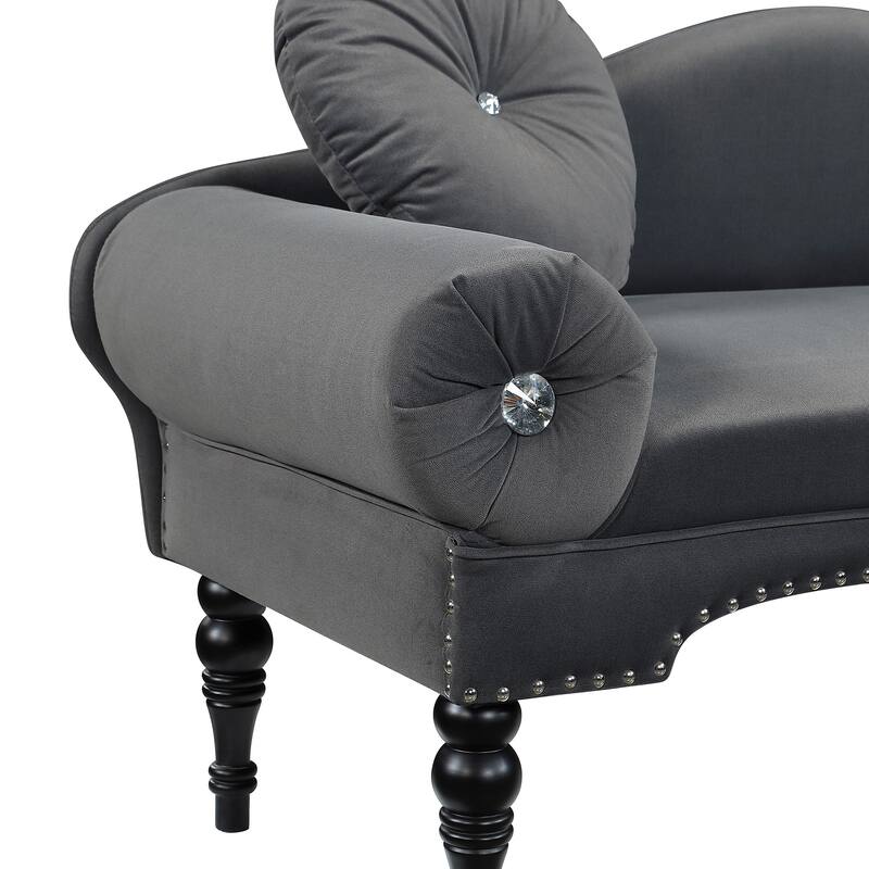 Modern Upholstered Accent Loveseat Sofa with Nail Head Trimming and 2 Pillows