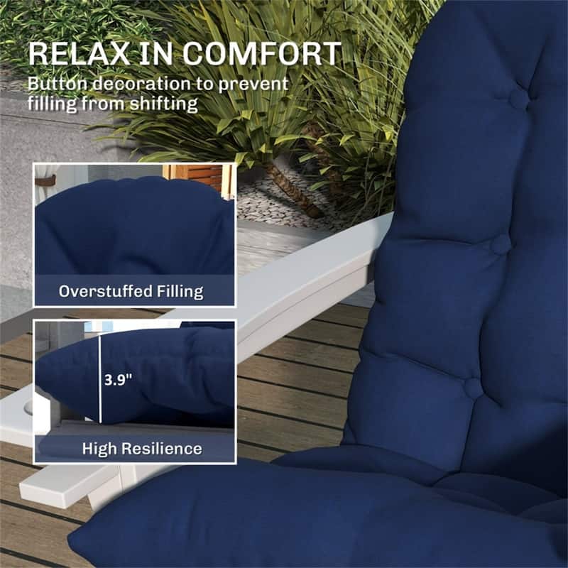 Adirondack Chair Cushion Set with Thick Padding UV Resistant Polyester Outdoor Seat and Back Cushions