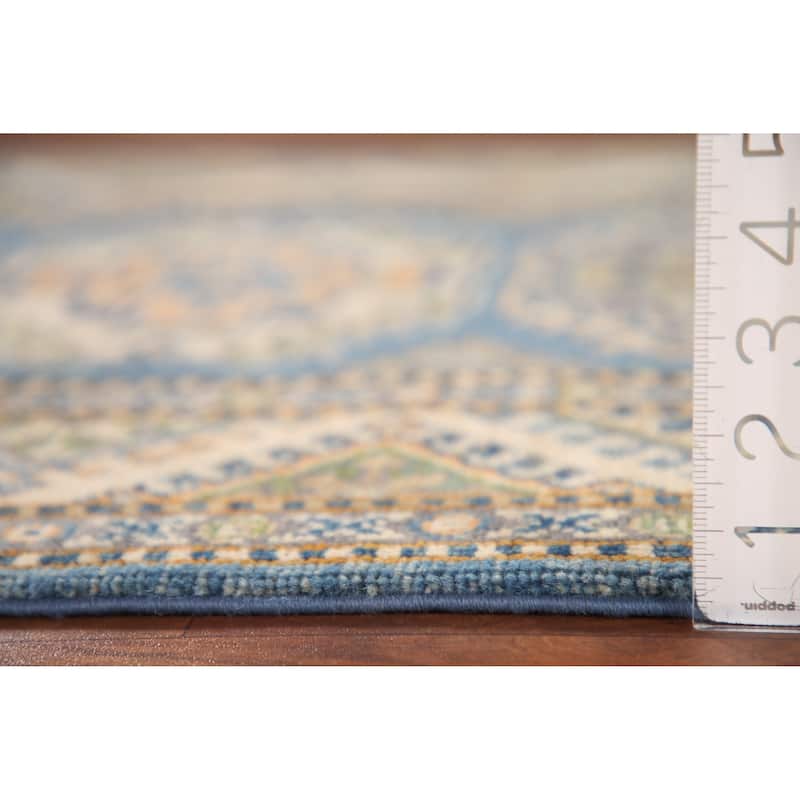 Blue Kazak Oriental Accent Rug Handmade Geometric Wool Carpet - 2'9"x 4'1"