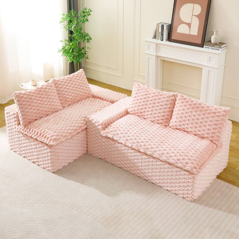 Free Combination Modular Couch Fluffy Turtle Velvet Sectional Sofa