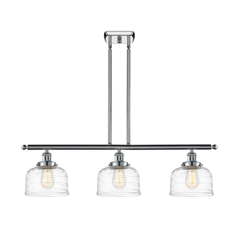 Innovations Lighting Bell - 3 Light 36" Island Light - 8" Shade - Polished Chrome/Clear Deco Swirl