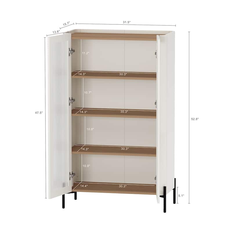 Manhattan Comfort 2-Piece Modern Abbey Tempered Glass Accent Cabinet