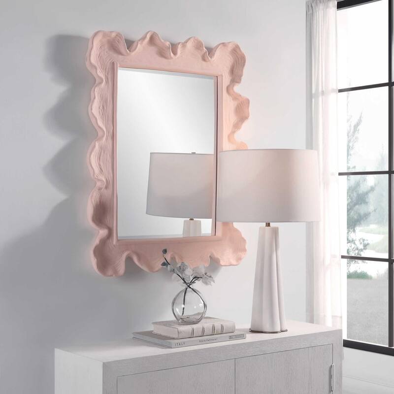 Sea Coral Coastal Framed Wall Mirror - 34.25" - Pink