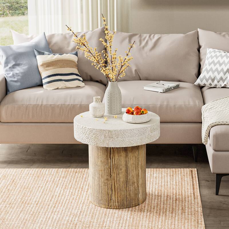 OSIEST 19.7'' Outdoor Concrete Patio Coffee Table