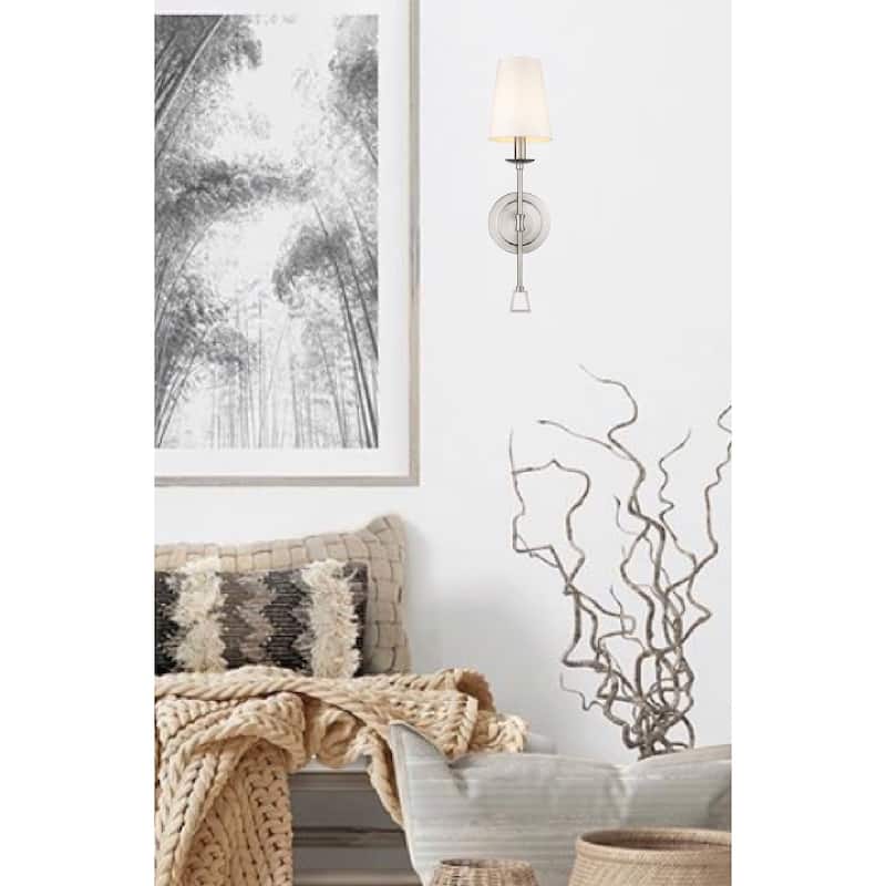 Dimmable Rustic One 1-Light Wall Sconce with Shade in Nickel