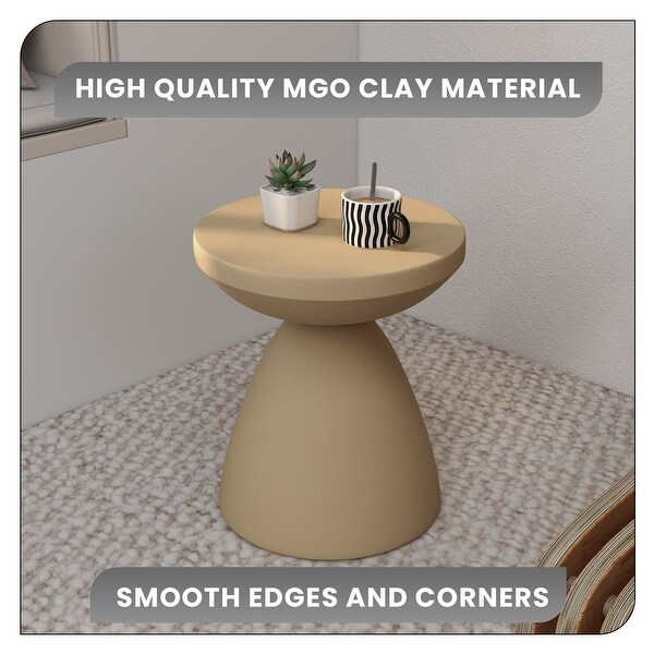 LeisureMod 17” Wide Round Side Table in Fiberstone with Open