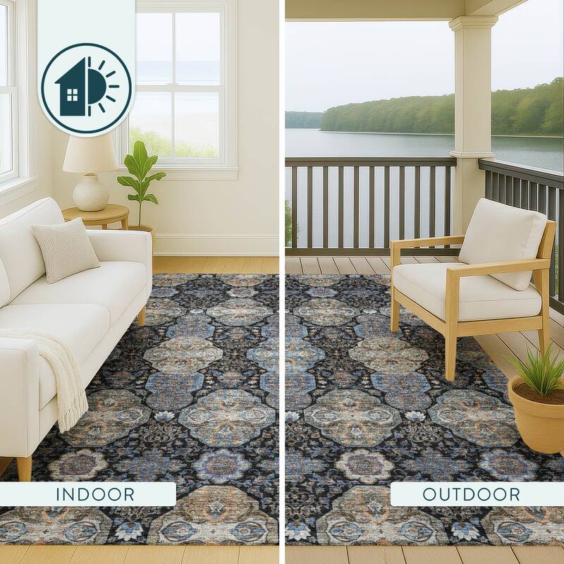 Machine Washable Indoor/ Outdoor Traditional Tracey Chantille Rug