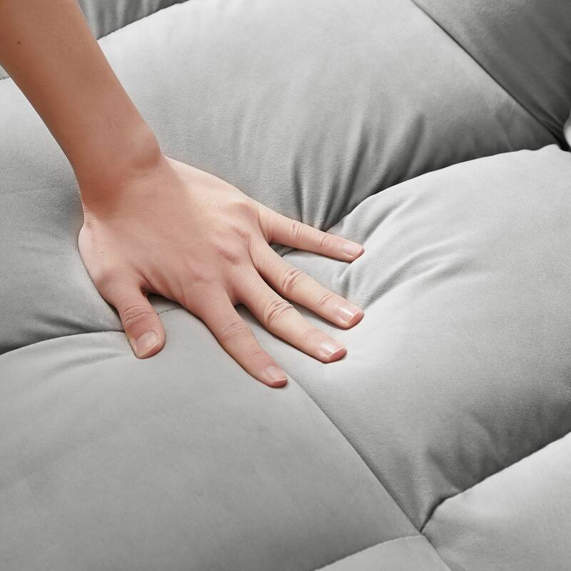 55.2" Velvet 2-in-1 Convertible Sofa Bed with Adjustable Backrest