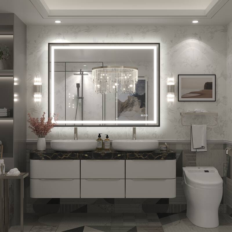 KIOTEE 24V Ultra-Bright LED Bathroom Mirror, Anti-Fog, Tempered Glass