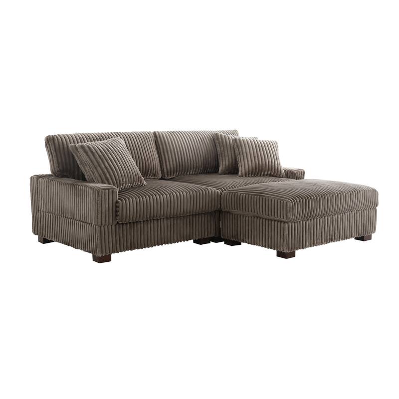 Plush Corduroy Modular Sectional Sofa Comfy Couch