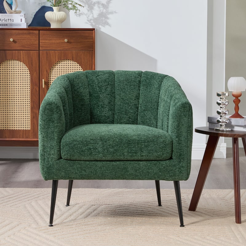 29.9" W Mid-Century Chenille Armchair with Metal Legs