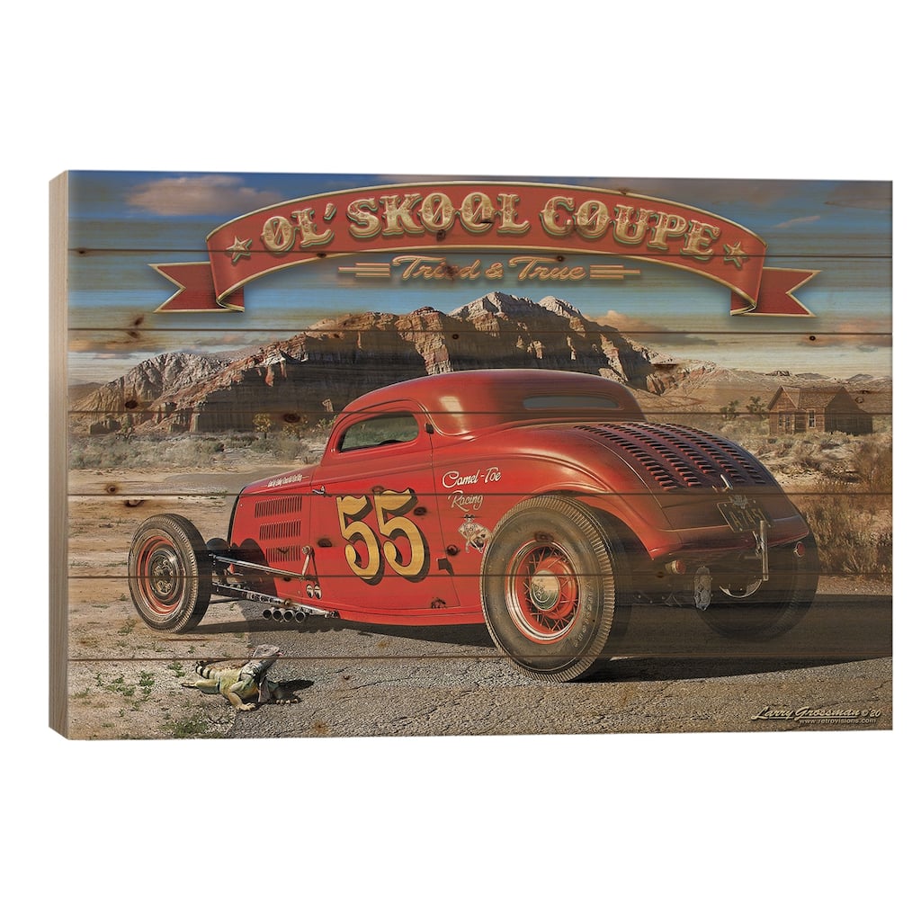1933 Ol' Skool Coupe Print On Wood by Larry Grossman - Multi-Color