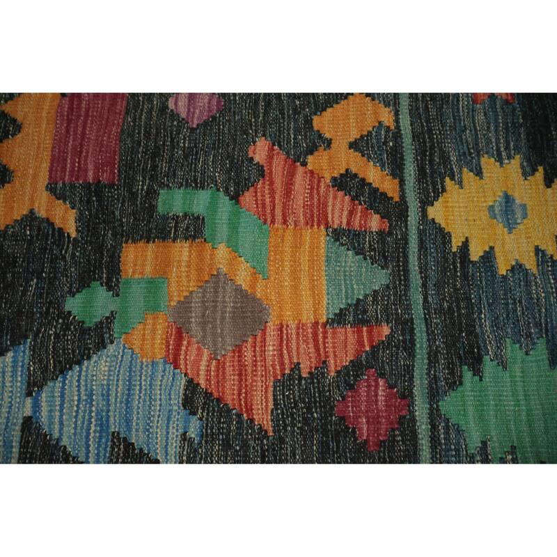 Hand Woven Oriental 100% Wool Carpet Southwestern Tribal Multi-Colored Kilim Area Rug - 9' 10'' X 6' 3''