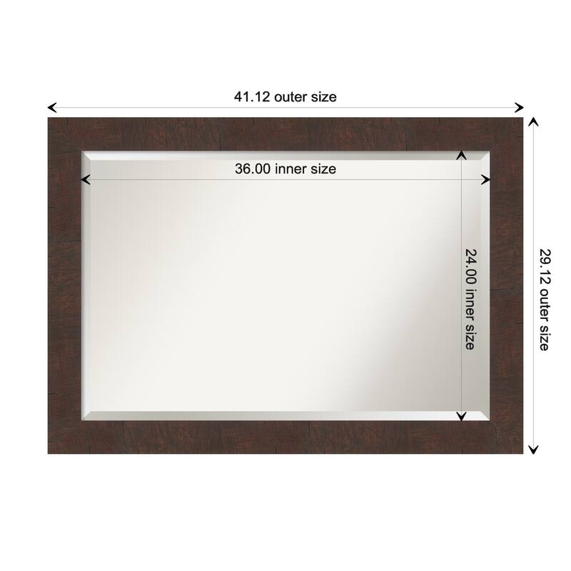 Beveled Wall Mirror - Wildwood Brown Frame - Wildwood Brown - 41 x 29-inch