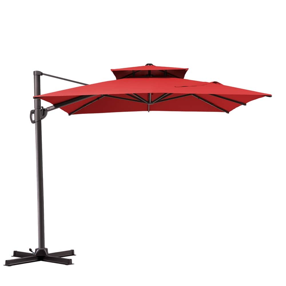 Pellebant Outdoor 9x11FT Patio Aluminum Cantilever Umbrella Dual Top