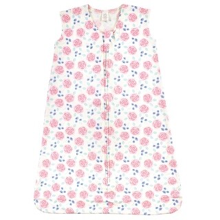 Touched by Nature Baby Girl Organic Cotton Sleeveless Wearable Sleeping Bag, Sack, Blanket, Pink Rose