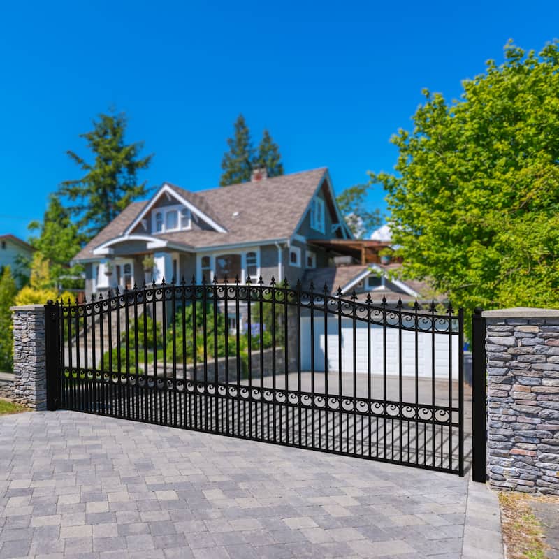 ALEKO Steel Single Swing 18 ft Driveway Gate London Style Black
