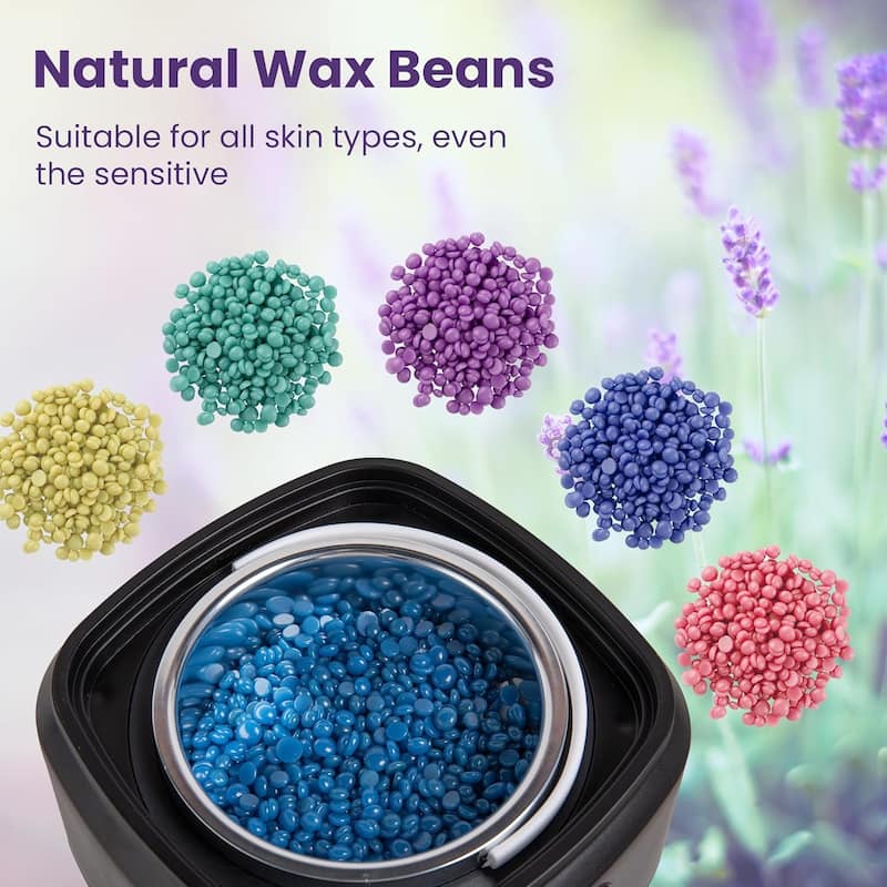 Brazilian Wax Warmer Kit with 5 Hard Wax Beads & Digital Display - For Full Body, Face, Bikini, Sensitive Skin