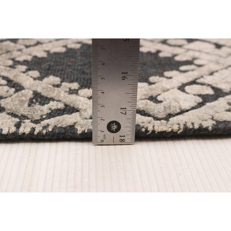 ECARPETGALLERY Hand Loomed Elysian Light Grey Viscose, Wool Rug - 4'10 x 6'10