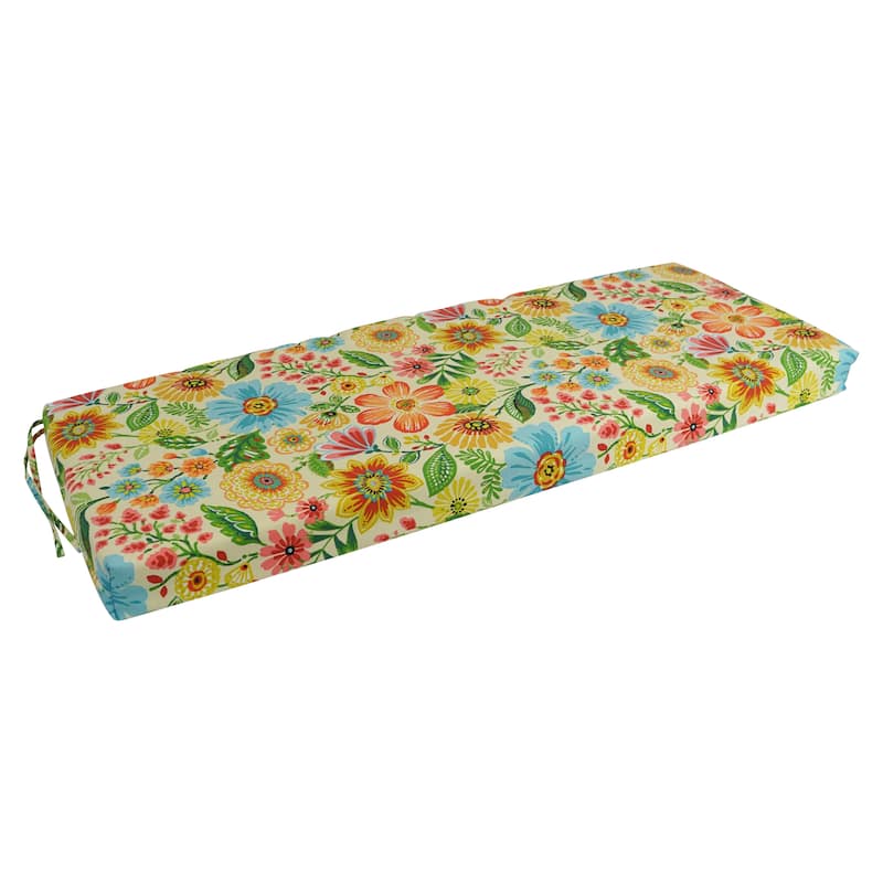 Blazing Needles 54-inch All-Weather Bench Cushion - 54 x 19 - Gregoire Chamomille