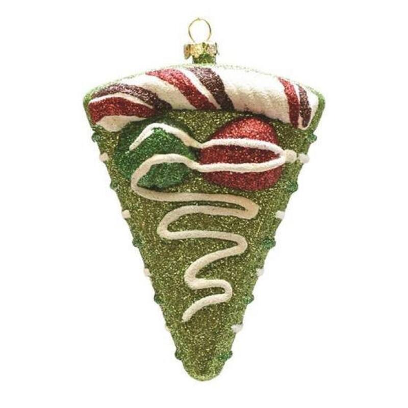 5" Green White Glitter Shatterproof Birthday Cake Christmas Ornament