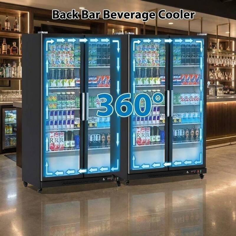 Commercial Display Refrigerator, With 2 Glass Doors and Led Lighting