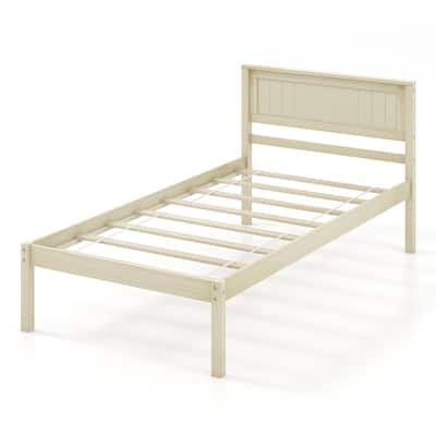 Costway Full/Queen/Twin Size Wooden Platform Bed Frame with Headboard