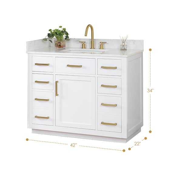 dimension image slide 7 of 21, Altair Gavino Bath Vanity with Grain White Composite Stone Top, no Mirror