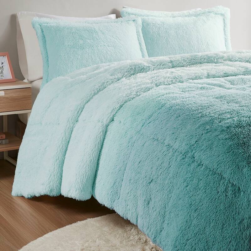 Twin Twin XL Ombre Shaggy Long Fur Comforter Mini Set