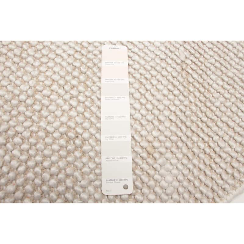 ECARPETGALLERY Braid weave Sienna White Wool Rug - 5'10 x 5'10