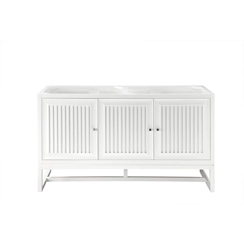 James Martin Vanities Athens 60" Double Vanity Cabinet, Glossy White - Base Only - No Top
