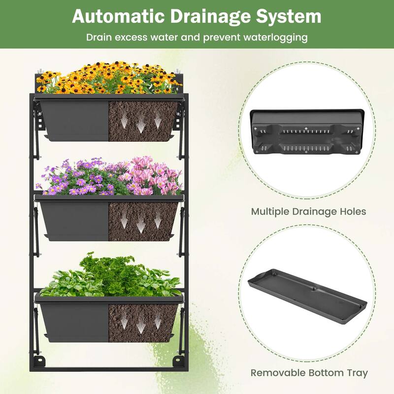 Costway Hanging Vertical Planter with 3 Planter Boxes & Detachable - See Details