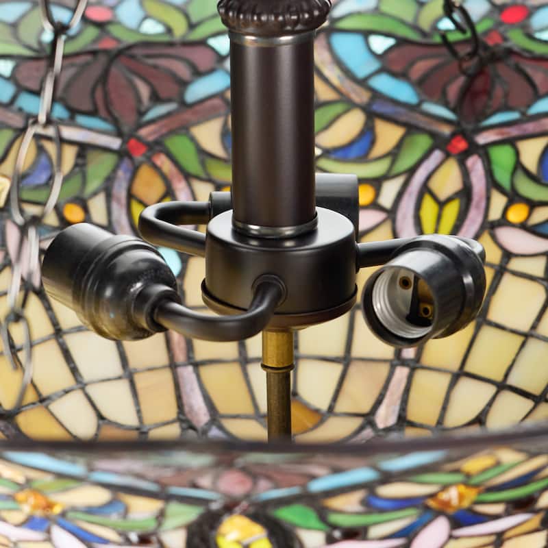 Ava River of Goods Multicolor Stained Glass and Metal 24-Inch Pendant Light with Adjustable Hanging Cord - 24" x 24" x 84"