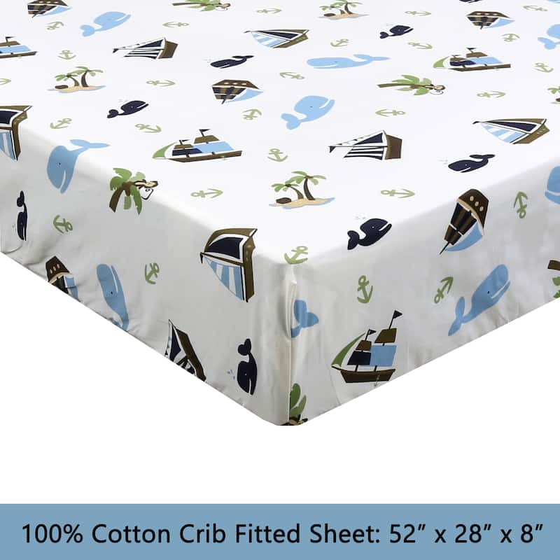 3-Piece Cotton Toddler Sheet Set for Kids Boys & Girls (Animals, Fish, Sports, Floral)