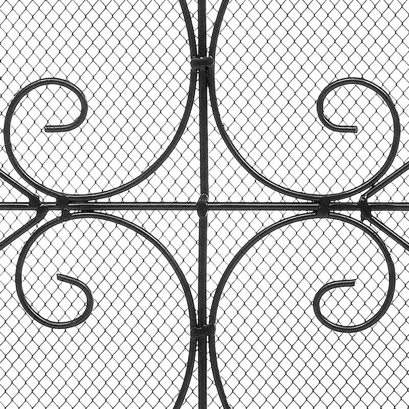 Elegant 2 Panel Black Unique Pattern Iron Fireplace Screen- - 37.8'' x 12.2'' x 31.1''