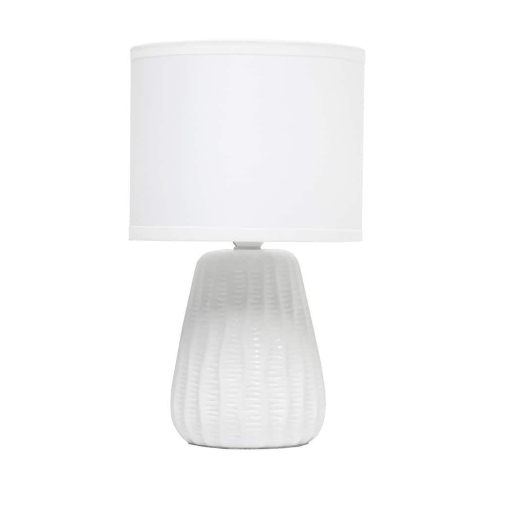 11.02 in. Off White Finish Table Lamp with White Shade, Desk Lamp for Writing and Computer Desks