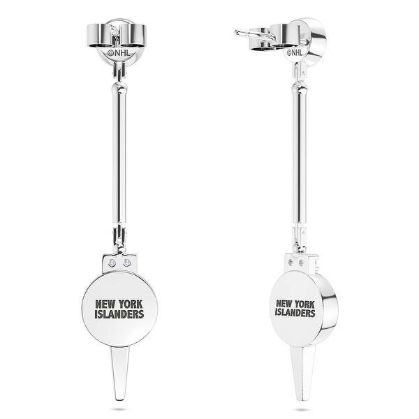 Shop New York Islanders Engraved Sterling Silver Diamond Dangle Earrings In Orange On Sale Overstock 29880941