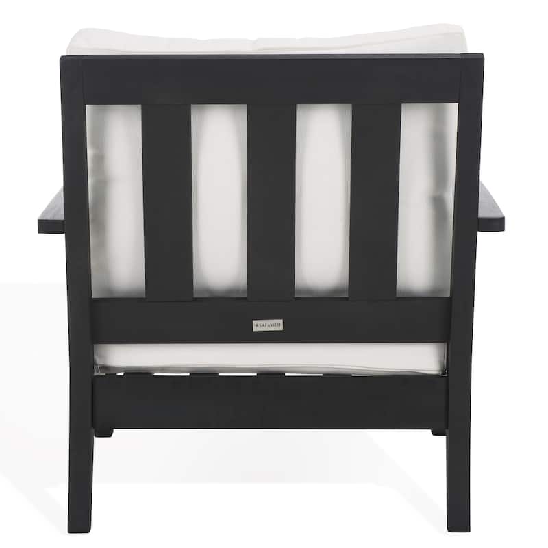 SAFAVIEH Couture Freida Wood Patio Arm Chair - 31.4" W x 35.6" L x 32.6" H - 31"W x 36"D x 33"H
