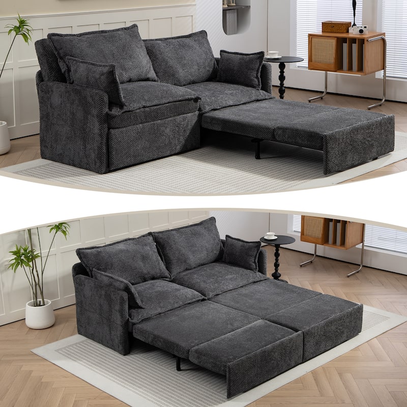 GDFStudio - Harper Lane Corduroy Convertible Sofa Bed with USB Charging & Side Storage for Cozy Apartment Living